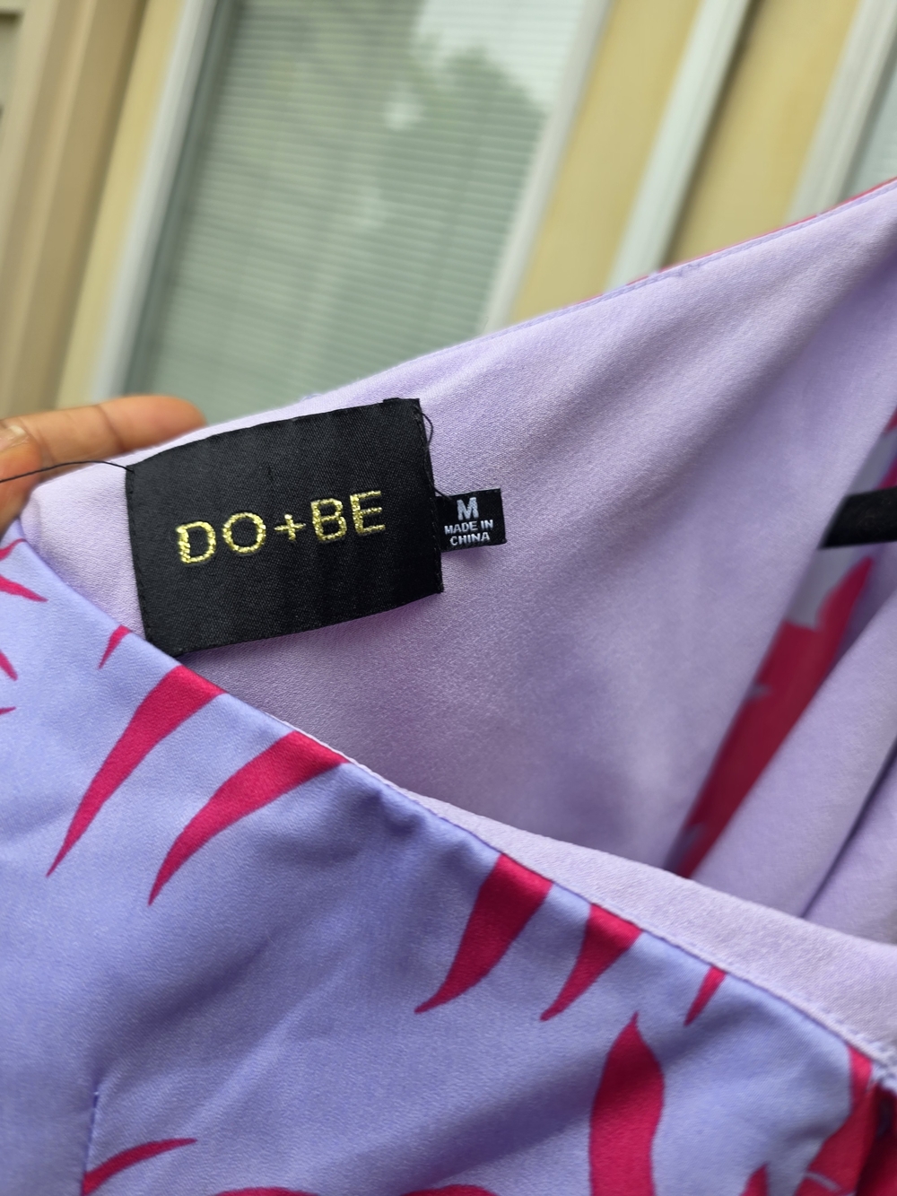 DO+BE Lavender Dress with Fuchsia Leaf Print